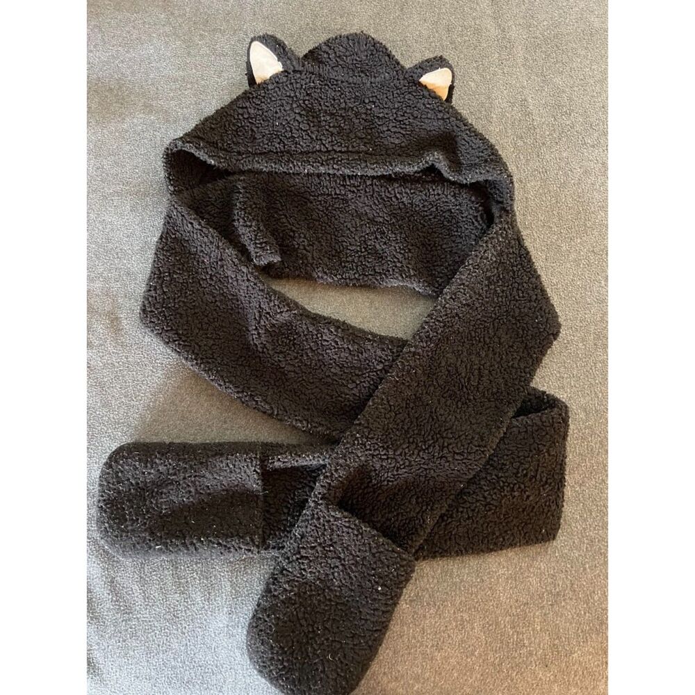 Women/Girl's Scarf/Hat/Mittens 3-in-1 Set, Cat-Panda Plush, O/S